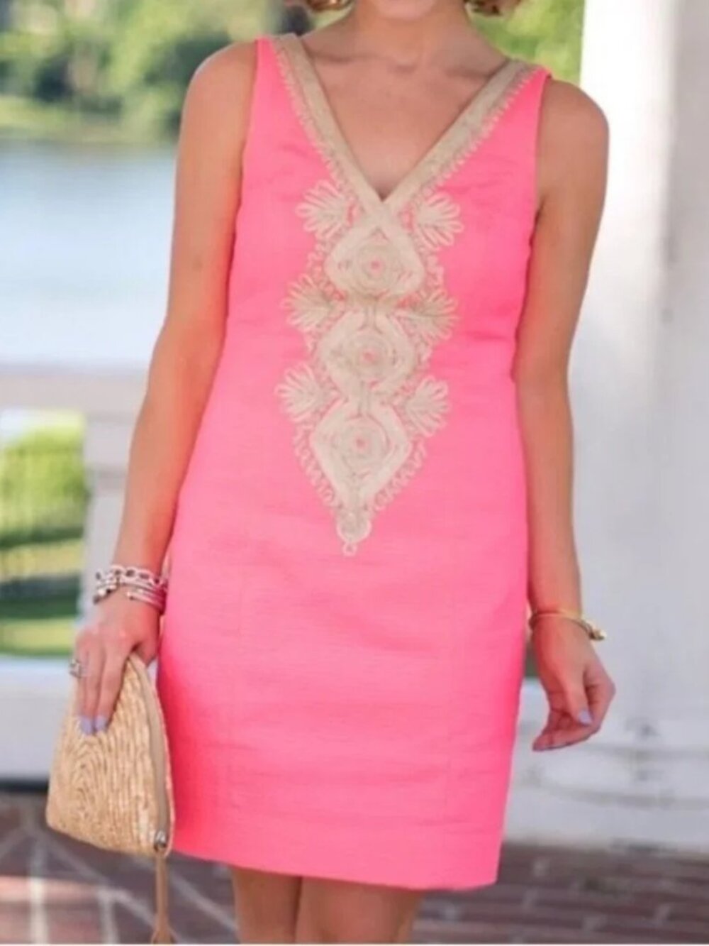 Lilly Pulitzer Junie Shift dress 2 Small cotton sleeveless coral reef luxury